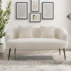 Teddy White Couch Settee Teddy Boucle Upholstered Loveseat Sofa 2Seater & Pillow