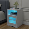 LED Bedside Table RGB Lighted Storage Nightstand Cabinet with Charging Station