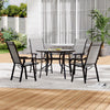 5Pcs Garden Round Dining Table & Chairs Set Metal Frame Outdoor Bistro Furniture
