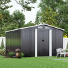 Garden Shed Utility Pointed Metal Tool Shed Storage with Foundation Black