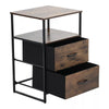 Industrial Rustic Wood Storage Cabinet with Shelves & Fabric Drawers Metal Legs