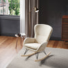 Modern Rocking Chair Fabric Upholstered Relax Rocker Lounge Chair Wingback Beige