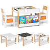 Kids Table & Chairs Set 3-Piece Kids Play Furniture Set w/Storage Boxes-Natural