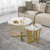 Nest of Tables Set of 2 Round Coffee Table White Side End Table for Living Room