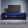 Black TV Unit Stand Cabinet Sideboard High Gloss Front & Matt Body RGB LED Light