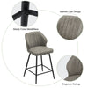 2 Pcs Grey PU Bar Stools Restaurant Bar Stools Soft Padded Seat Back Metal Legs