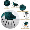 Set of 2 Green Swivel Dining Chair Velvet Rotatable Padded Seat Dining Room New