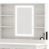 Makeup Desk with LED Lights, Cabinet, 2 Drawers, Shelves, for Bedroom