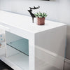 High Gloss TV Stand White Unit Cabinet 130cm Cupboard With LED Light & Drawers