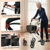 ightweight Foldable Rolling Walker for Seniors with Storage Basket-White
