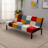 Patchwork Fabric Sofa bed Click Clack Couch Recliner Metal Frame Bed