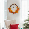 Halloween Autumn Maple Leaves Wreath Front Door Garland Hanging Plants with LED