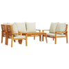 Gecheer Sofa Set Wooden 5 Piece Garden Set with Cushions Solid Wood Q2L2