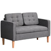Modern 2 Seater Sofa with Hidden Storage Tufted Cotton Compact Loveseat Grey