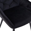2X Dining Chairs Black velvet Tufted Seat Metal Leg Dining Room Kitchen Chair