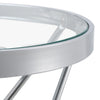 Round Corner Side Table Silver End Table with Glass Top Metal Frame Living Room