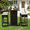 5 Piece Rattan Bar Set Outdoor Wicker Bar Table 4 Bar Stools 4 Seat Cushions