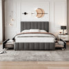 4ft6 Double Bed Frame Upholstered Platform Bed with 4 Storage Drawers Grey Bed