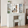 Vanity Makeup Desk Dressing Table Set with 10 LED Lights Mirror Stool 3 Drawers