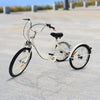 24" Adult Tricycle 6-Speed White 3 Wheel Bicycle Cruise Trike with Basket + Lamp