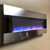 50 60in Electric Fireplace Wall Mounted LED Fire Flame 6 Colors Wall Grey Glass