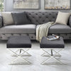 Square Fabric Stool Footstool Pouffe Seat Sofa Side Chair with Chrome Legs Stand