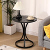 Modern 50cm Round Coffee Table with Pedestal Base Sofa Side Tea End Tables Black