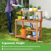 Garden Potting Bench Table with Storage & Teak Oil Finish-Natural