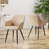2 pcs Faux PU Dining Chairs Armchairs Armrest with Black Metal Legs Xmas Gift UK