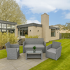 4 Seater Sofa Set Rattan Garden Furniture Grey Outdoor Patio Lounge Coffee Table