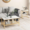 Nesting Coffee Tables Set of 2 - Faux Marble with Storage Shelf for Living Room