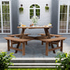 8 Seater Wooden Round Picnic Table and Bench Set Garden Furniture Set Outdoor