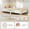 Single Size Upholstered Daybed Sofa Bed Frame Adjustable Foot Pads-Beige