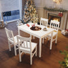 Classic Solid Wooden White Dining Table and 4 Chairs Set Kitchen Home Furniture
