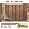Bedroom Carved Privacy Screen 6-Panel Room Divider-Walnut