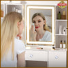 Vanity Makeup Table Stool Set with LED Light Strip Mirror Drawers Dressing Desk