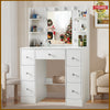 White Dressing Table with LED Mirror Modern Makeup Desk Vanity Table Set Bedroom
