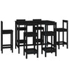 7 Piece Bar Set Black Solid Wood Pine vidaXL
