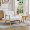 NEW Wooden Frame Reading Armchair Teddy Fleece Single Sofa Leisure Accent Chair