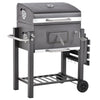 Charcoal Grill BBQ Trolley Wheels Garden Metal Barbecue w/ Shelf Grey