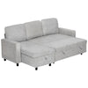 3-Seater L-Shaped Sofa Bed with Storage Pull-Out Convertible Chaise Grey