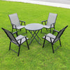 Folding Glass Table Top Round Table Coffee Seat Back Chair Outdoor Furniture Set