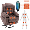 Electric Recliner Chair Fabric Upholstered Armchair Massage Heating Sofa Brown