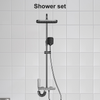 Bathroom Thermostatic Mixer Shower Set Square Black Twin Head Exposed Valve New