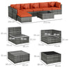 8 Pieces Patio Rattan Sofa Set Outdoor Garden Furniture Set Orange