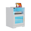 LED Bedside Table RGB Lighted Storage Nightstand Cabinet with Charging Station