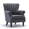 Upholstered Linen Fabric Armchair Wingback Scallop Chair Rivet Lounge Sofa Seat