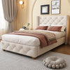 3FT UPHOLSTERED SINGLE BED FRAME WITH LINEN TUFTED HEADBOARD & WING SIDE BEIGE