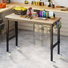 Rolling Computer Desk w/ Rubber Wood Top-Natural