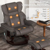 Massage Recliner Chair with Footstool, Upholstered Reclining Armchair, Brown